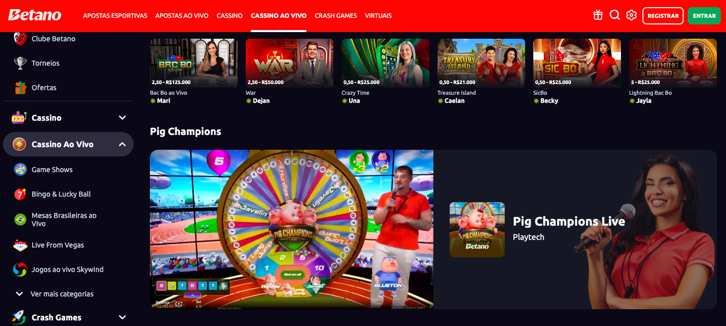 Betano Cassino ao vivo
