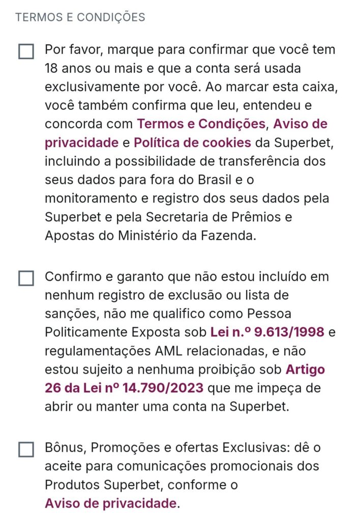 Como cadastrar-se na Superbet
