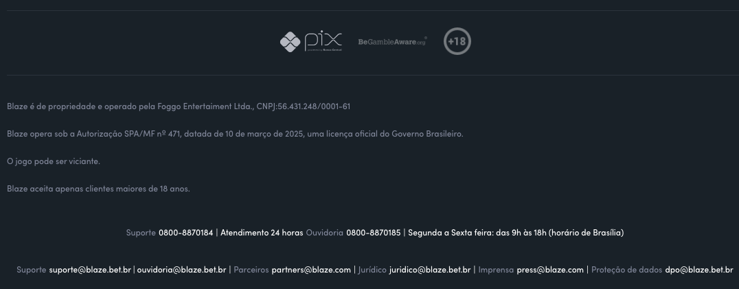 Licença do Blaze Cassino