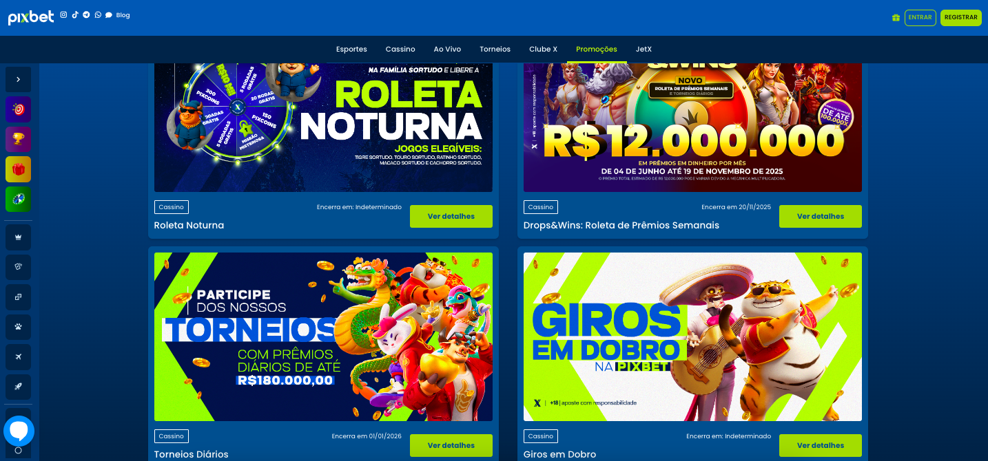 Promoções oferecidas pelo cassino Pixbet