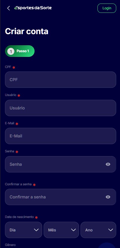Esportes da Sorte Cassino cadastro