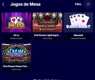 Jogos de mesa no Esportes da Sorte Cassino