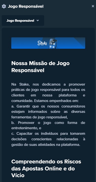 Stake Cassino jogo responsavel