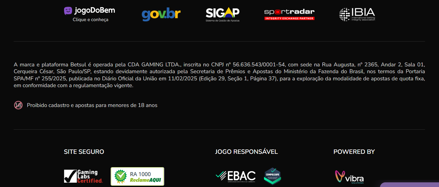 Licenca do Betsul Cassino