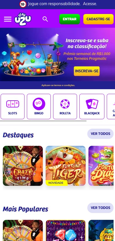 Interface do PlayUZU Casino