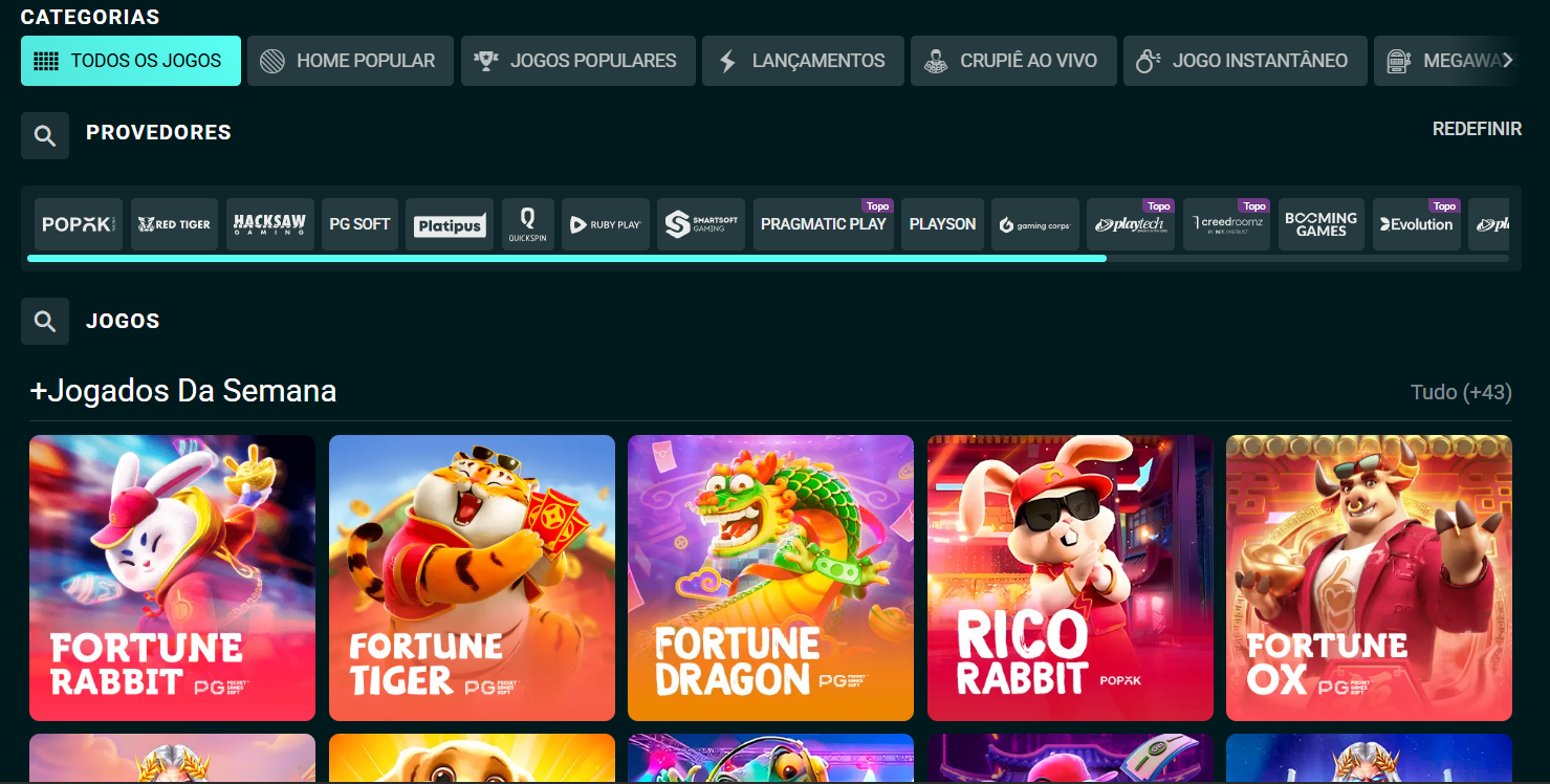 Avaliação da oferta de jogos do Betao Casino