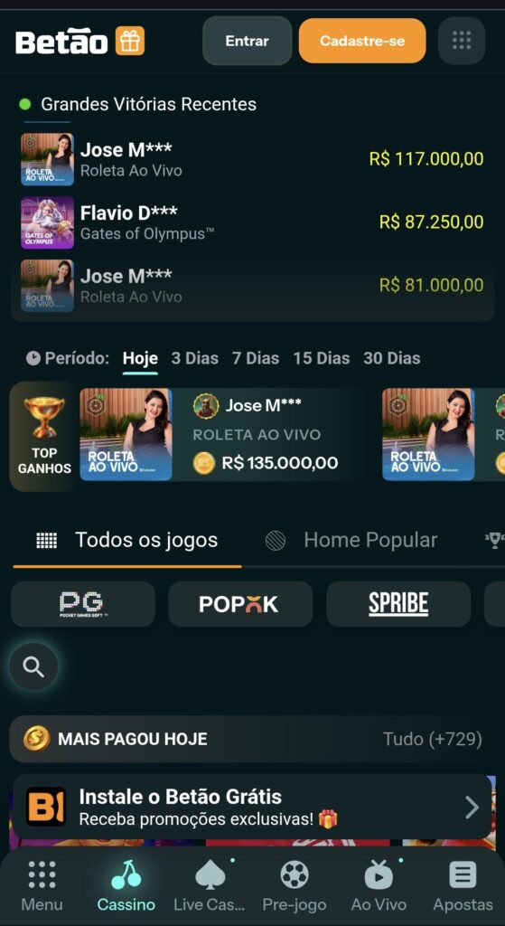 Avaliação do site e da aplicação do Cassino Betao Casino