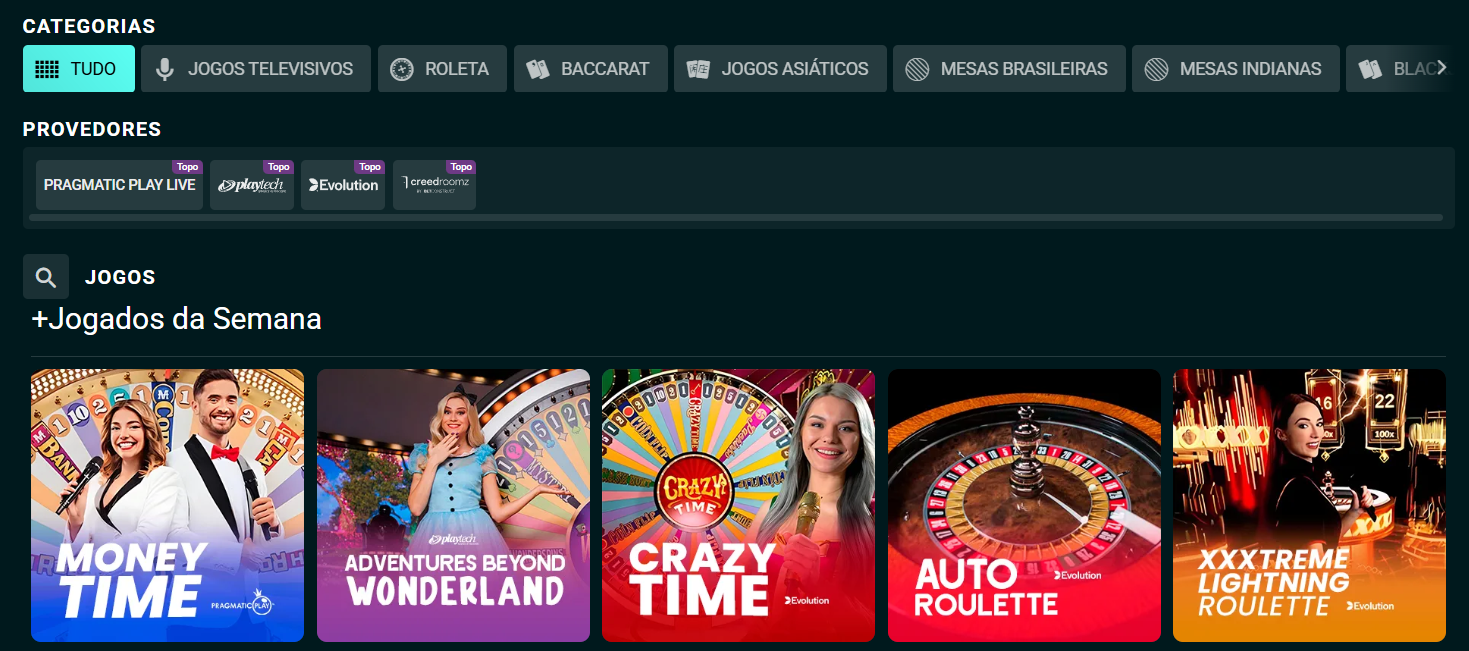 Jogos ao vivo do Betao Casino